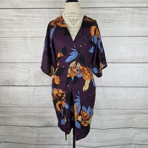 asos Floral Kimono Style Dress - Purple, Orange, Blue